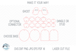 Ghost Halloween Earring SVG File for Laser Cutters Wispy Willow Designs Company