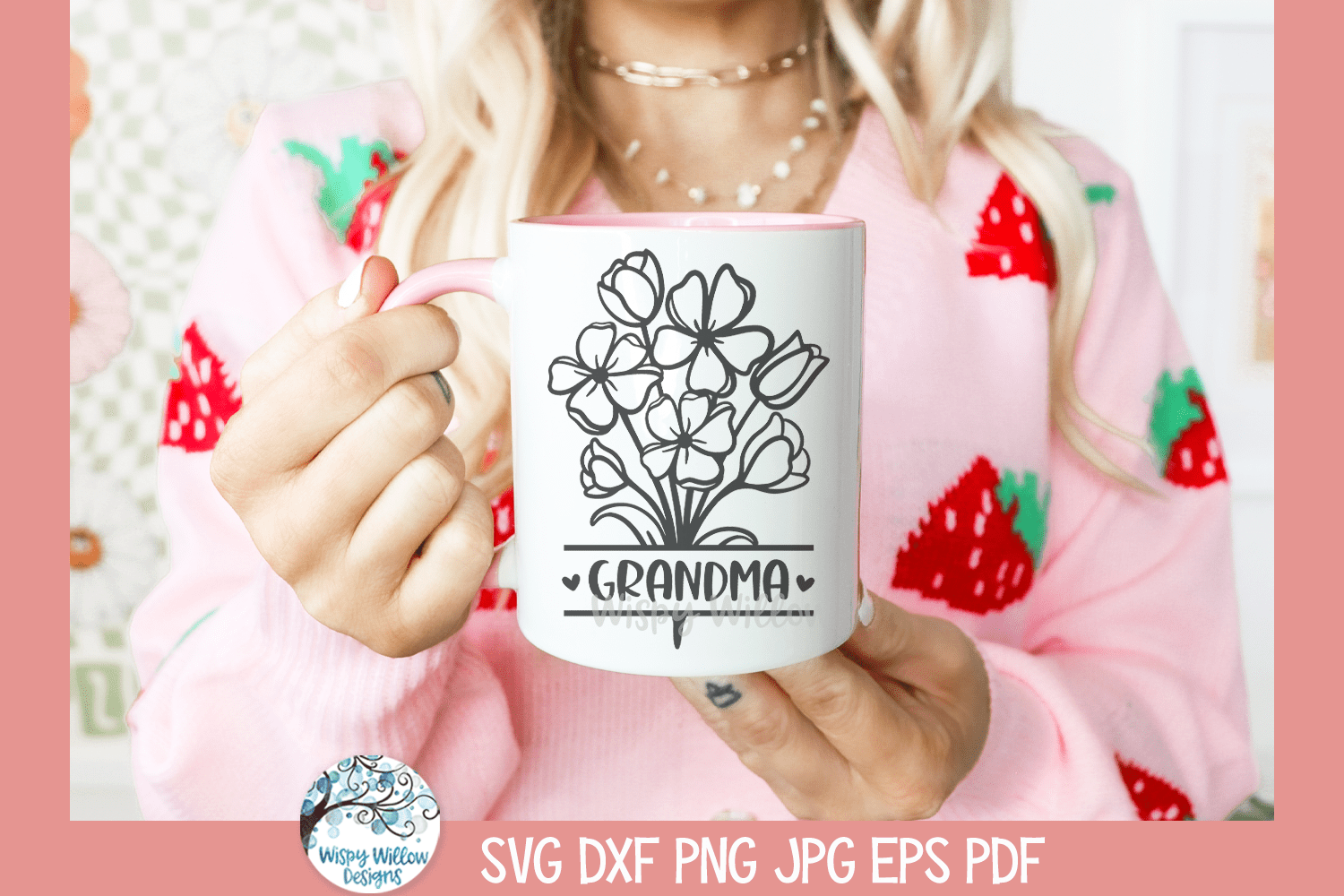 Grandma Flowers SVG | Gift For Grandparents Design Wispy Willow Designs Company