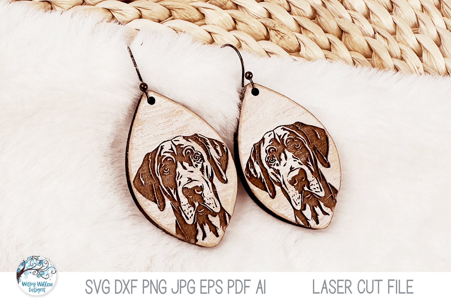 Great Dane Dog Earrings SVG File for Laser Cutter Wispy Willow Designs Company