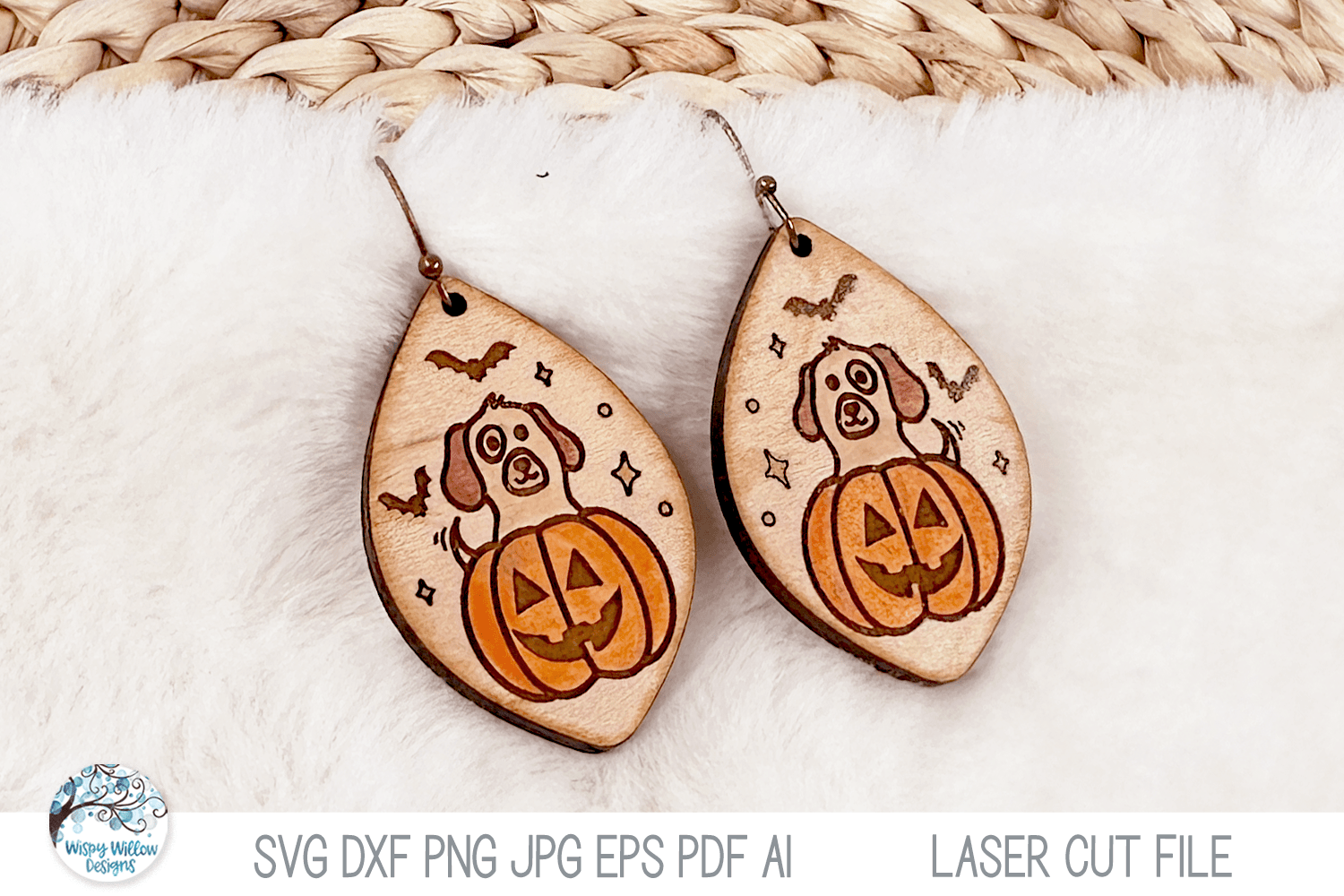 Halloween Dog Earring SVG File and Laser Cutter Wispy Willow Designs Company