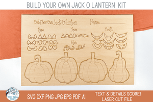 Halloween Jack O Lantern Pumpkin DIY Pop Out Paint Kit for Kids - SVG Laser Cut File Wispy Willow Designs Company