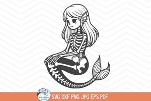 Halloween Mermaid Skeleton | Sea Creature Bone Design Wispy Willow Designs Company