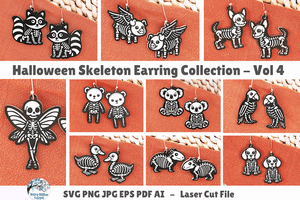 Halloween Skeleton Earring Bundle Vol 4- SVG Files for Laser Cutter Wispy Willow Designs Company