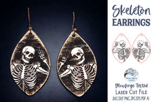 Halloween Skeleton Earring SVG File for Glowforge and Laser Cutter Wispy Willow Designs Company