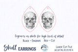 Halloween Skull Earring SVG File for Glowforge and Laser Cutter Wispy Willow Designs Company