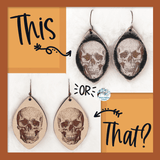 Halloween Skull Earring SVG File for Glowforge and Laser Cutter Wispy Willow Designs Company