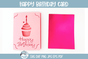 Happy Birthday Card SVG | Papercut R20 Card and Envelope Greetings Design Wispy Willow Designs Company