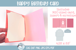 Happy Birthday Card SVG | Papercut R20 Card and Envelope Greetings Design Wispy Willow Designs Company