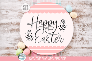 Happy Easter and Spring Round Sign SVG Bundle Wispy Willow Designs Company