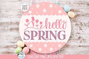 Happy Easter and Spring Round Sign SVG Bundle Wispy Willow Designs Company