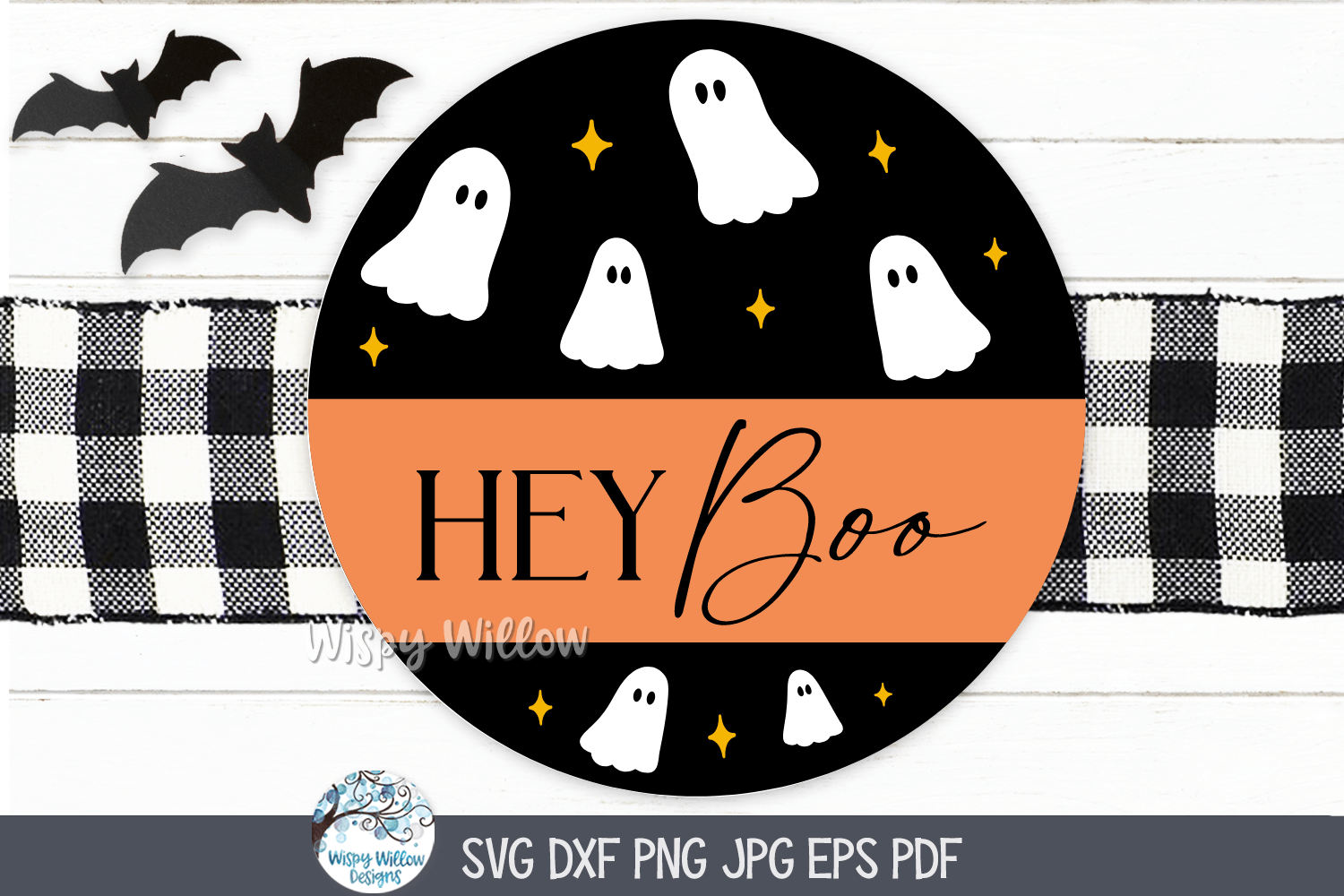 Hey Boo SVG | Cute Halloween Ghost Art Wispy Willow Designs Company