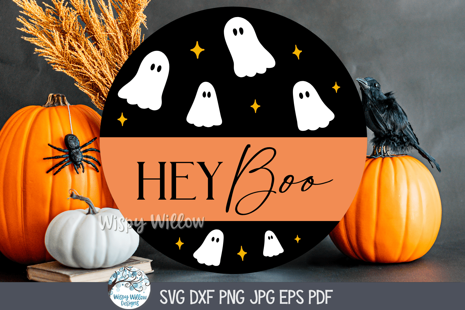 Hey Boo SVG | Cute Halloween Ghost Art Wispy Willow Designs Company