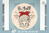 Hi Y'all SVG | Long-Haired Cow with Bow Wispy Willow Designs Company