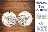 Highland Cow Earring SVG File for Glowforge and Laser Cutter Wispy Willow Designs Company