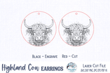 Highland Cow Round Earring SVG File for Glowforge and Laser Cutter Wispy Willow Designs Company