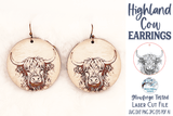 Highland Cow Round Earring SVG File for Glowforge and Laser Cutter Wispy Willow Designs Company