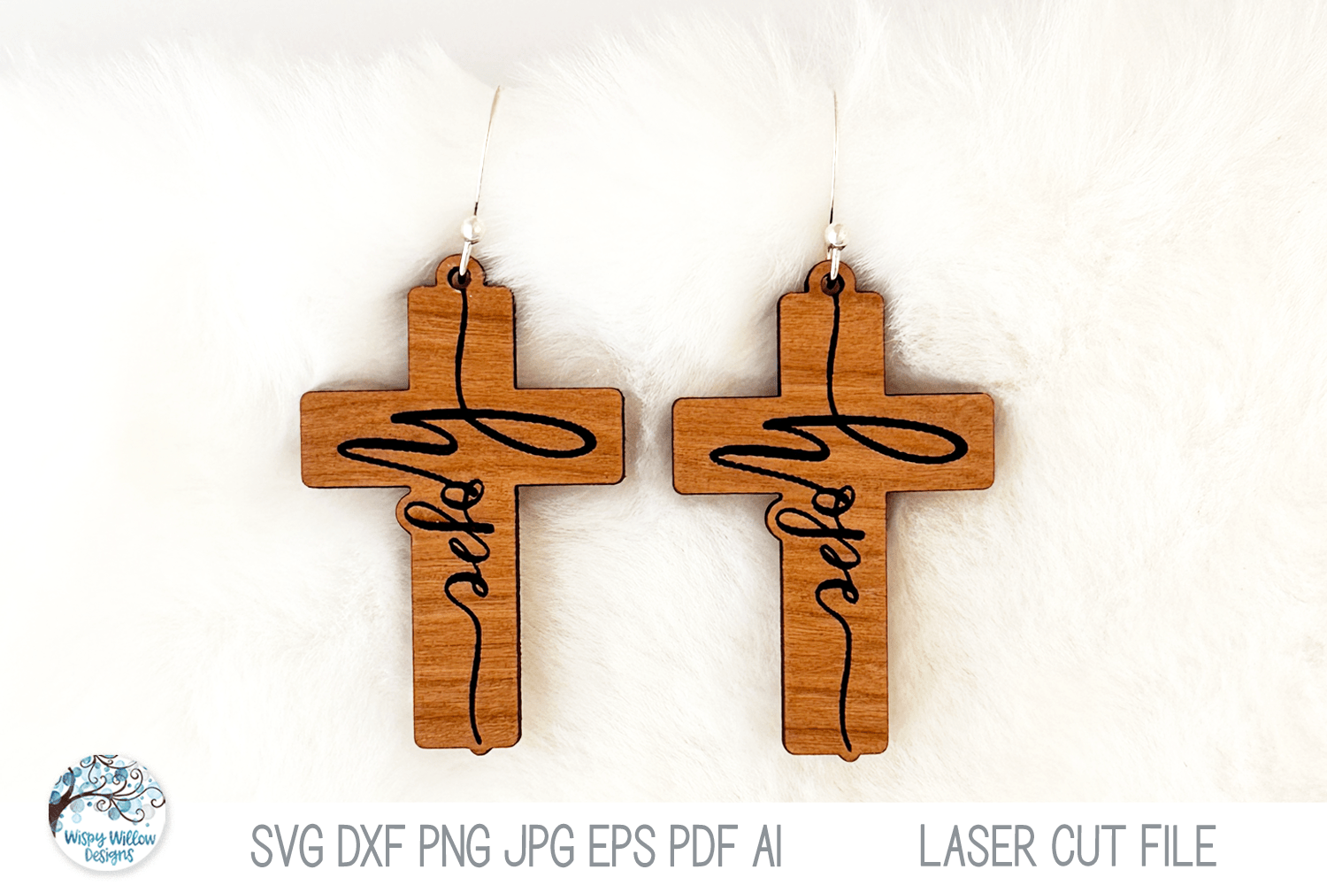 Hope - Jesus Cross Earring SVG File for Laser Cutter Wispy Willow Designs Company