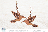 Hummingbird Earrings SVG File for Laser Cutter Wispy Willow Designs Company
