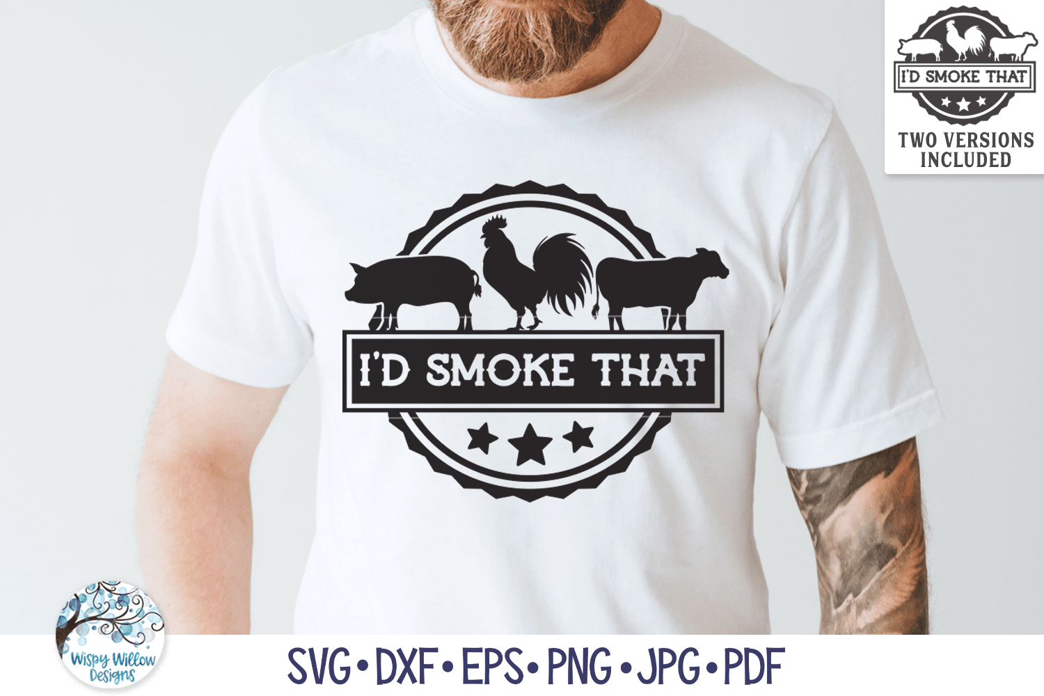 I'd Smoke That Round SVG | BBQ Lover Illustration Wispy Willow Designs Company