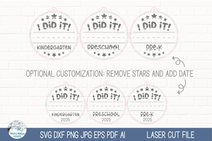 I Did It Preschool Kindergarten Graduation Keepsake Ornament SVG File for Laser Wispy Willow Designs Company