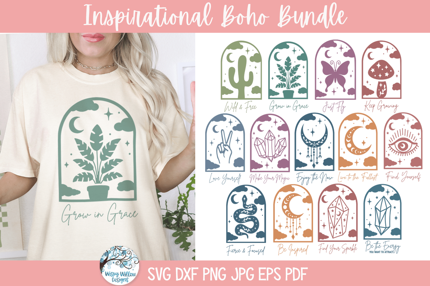 Inspirational Boho SVG Bundle | Nature & Magic Designs Wispy Willow Designs Company