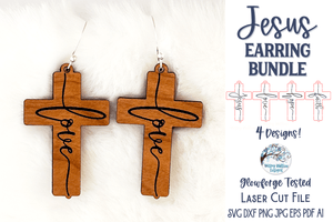 Jesus Cross Earring File Bundle for Glowforge Laser Wispy Willow Designs Company