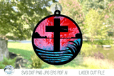 Jesus Cross on Lake Suncatcher SVG File for Laser Cutter Wispy Willow Designs Company