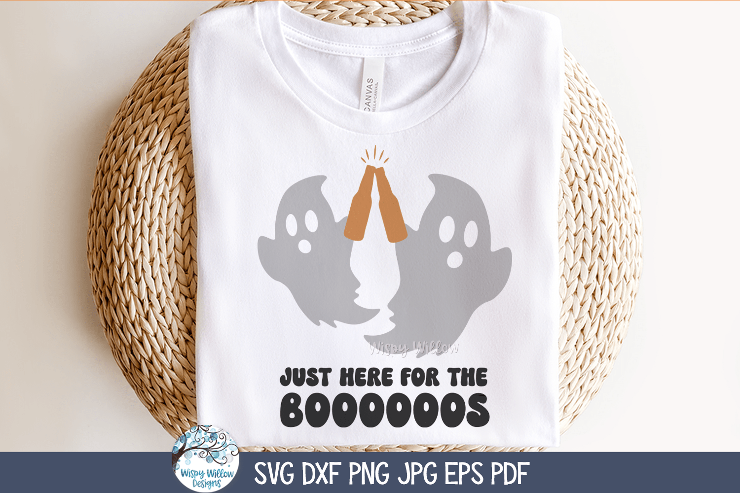 Just Here For The Boos SVG | Funny Halloween Ghost Design Wispy Willow Designs Company