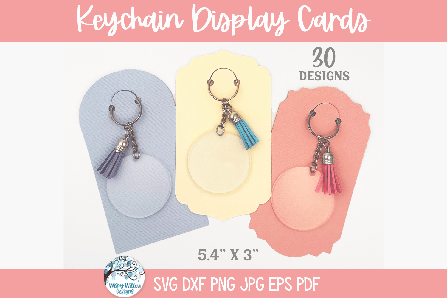 Keychain Display Cards SVG Bundle | Versatile Keychain Display Card Template Wispy Willow Designs Company