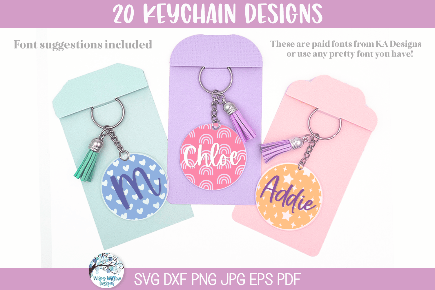 Keychain Pattern Background SVG File Bundle for Round Keychains - Made for Cricut Wispy Willow Designs Company