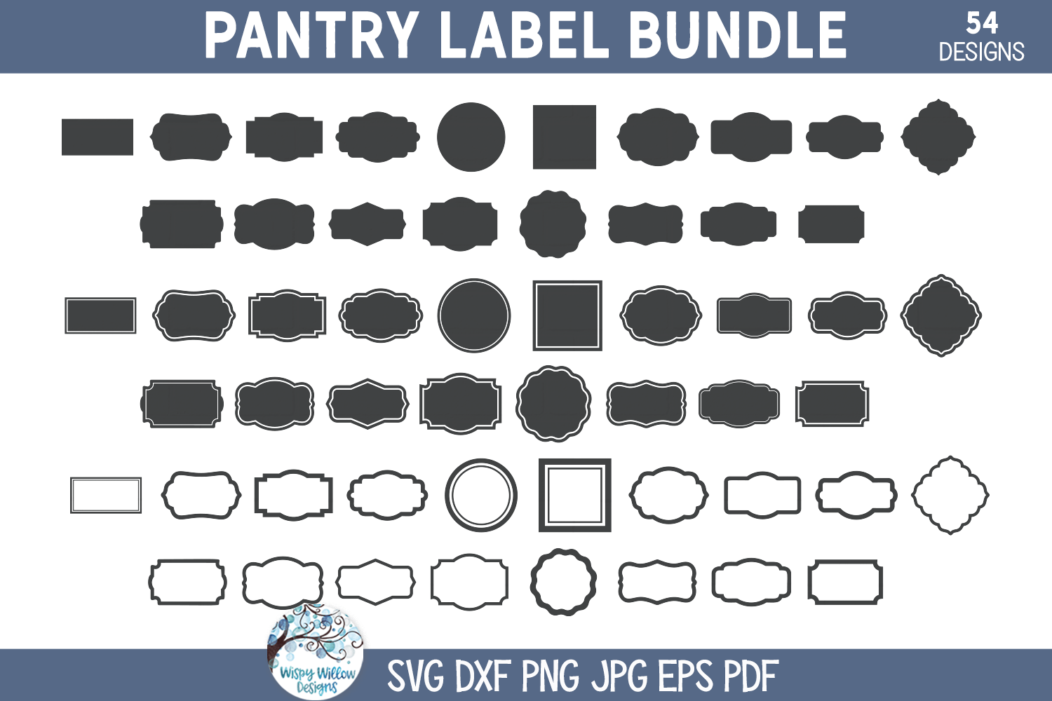 Kitchen Pantry Blank Label Shape SVG Bundle Wispy Willow Designs Company