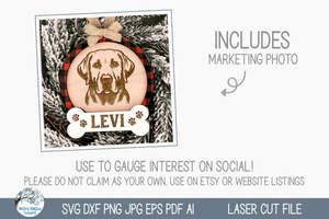 Labrador Dog Christmas Ornament SVG File for Laser Cutter Wispy Willow Designs Company