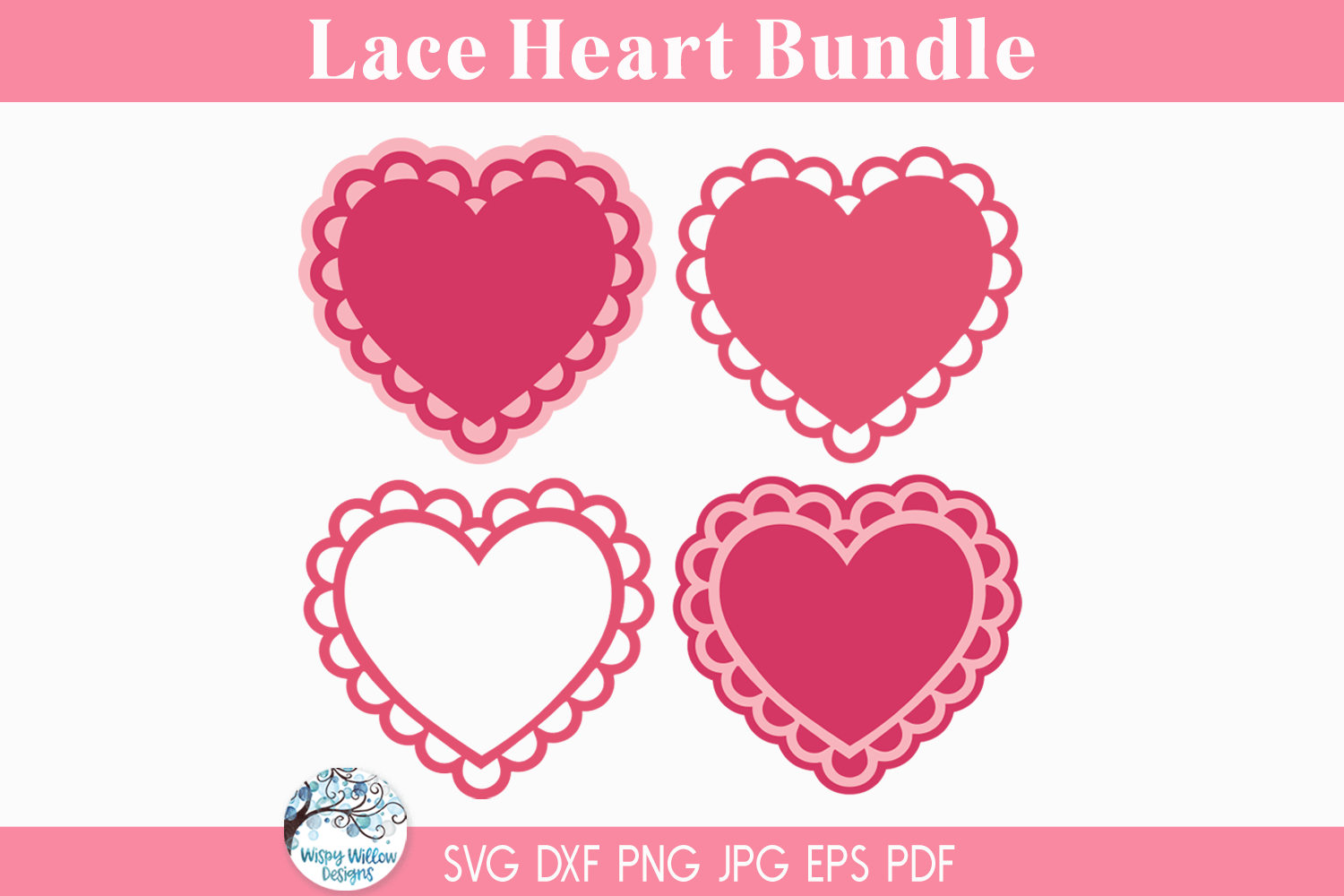 Lace Heart Bundle SVG for Cricut | Valentine's Day Wispy Willow Designs Company