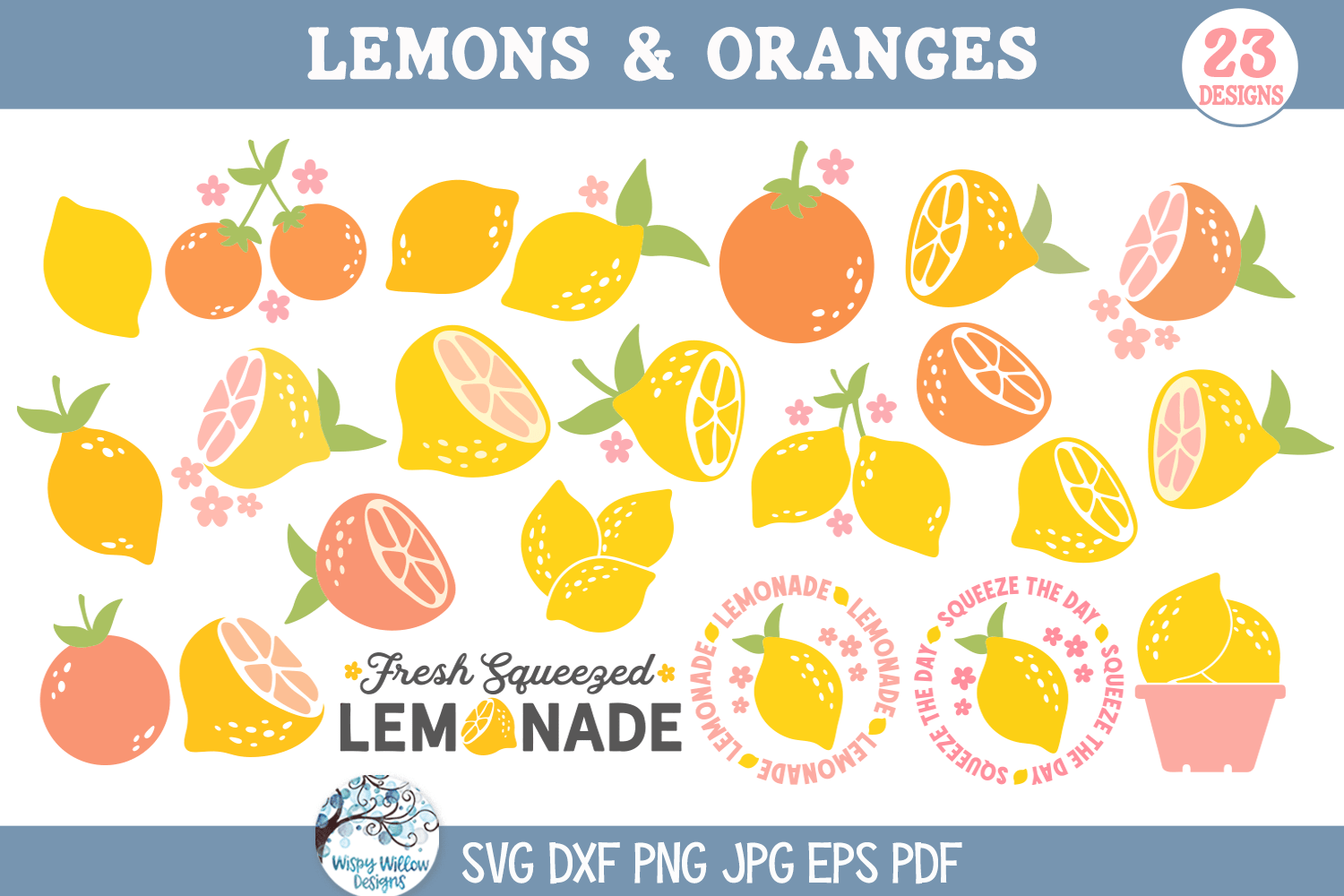 Lemon Orange SVG Bundle | Citrus Delight Collection Wispy Willow Designs Company