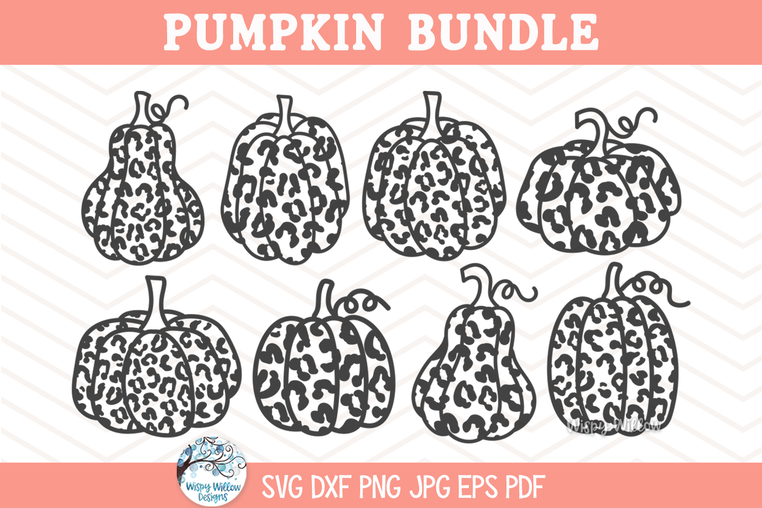 Leopard Print Pumpkin SVG | Seasonal Designs Wispy Willow Designs Company