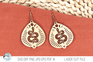 Magical Witchy Snake Earrings SVG File for Laser Cutter Wispy Willow Designs Company