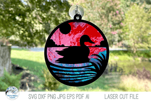 Mallard Duck on Lake Suncatcher SVG File for Laser Cutter Wispy Willow Designs Company