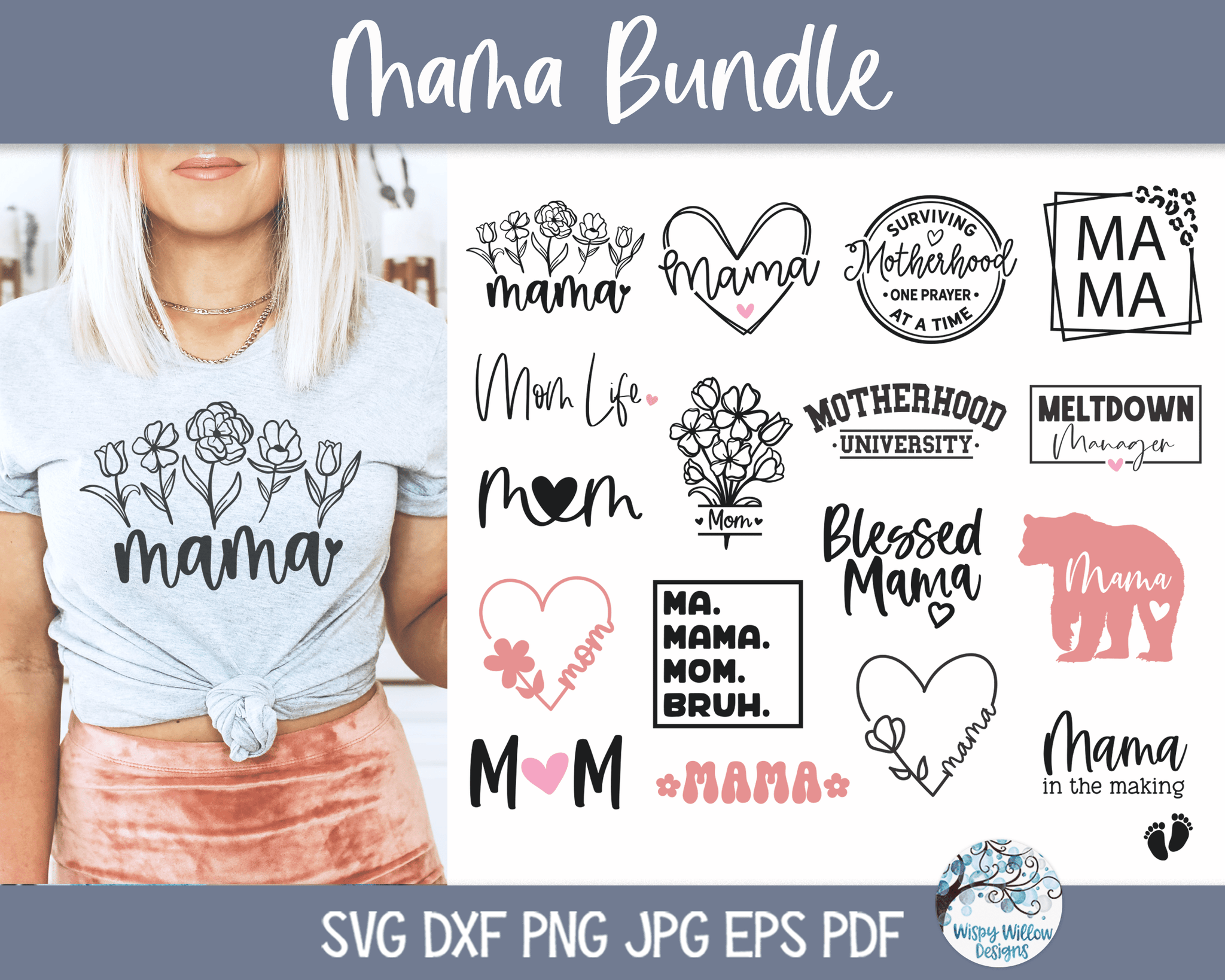 Mama Bundle SVG | Funny Mom Shirt Designs Wispy Willow Designs Company