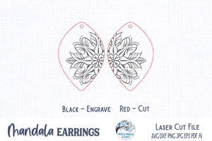 Mandala Earring SVG File for Glowforge and Laser Cutter Wispy Willow Designs Company