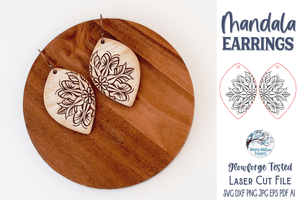 Mandala Earring SVG File for Glowforge and Laser Cutter Wispy Willow Designs Company