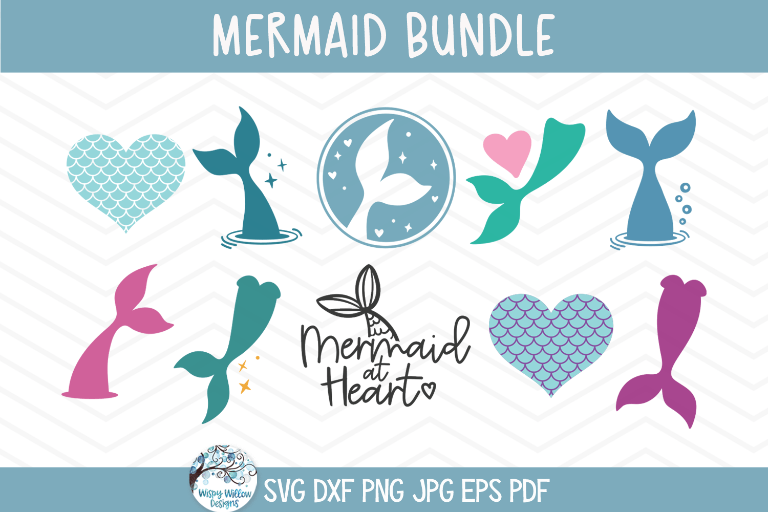 Mermaid SVG Bundle | Whimsical Mermaid Tail Designs Wispy Willow Designs Company