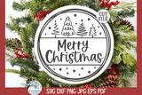 Merry Christmas SVG | Round Door Hanger Sign Wispy Willow Designs Company