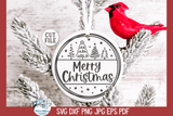 Merry Christmas SVG | Round Door Hanger Sign Wispy Willow Designs Company