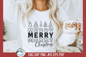 Merry Christmas Trees SVG | Holiday Greeting Design Wispy Willow Designs Company