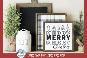 Merry Christmas Trees SVG | Holiday Greeting Design