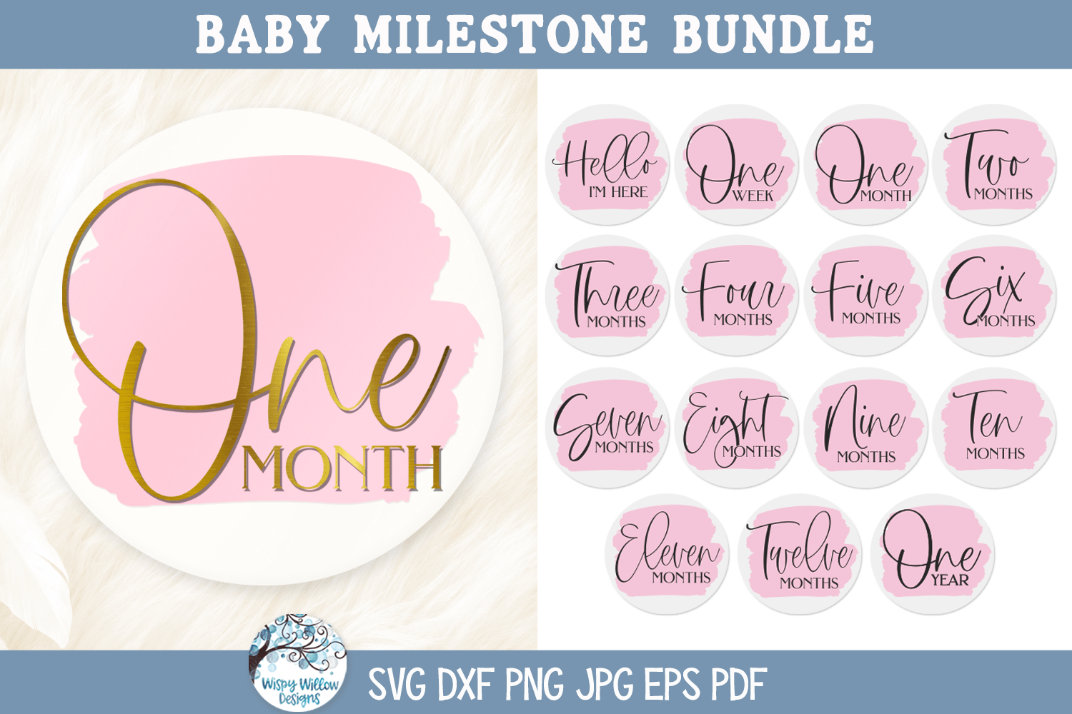 Milestone SVG Bundle | Baby Milestones Design Wispy Willow Designs Company