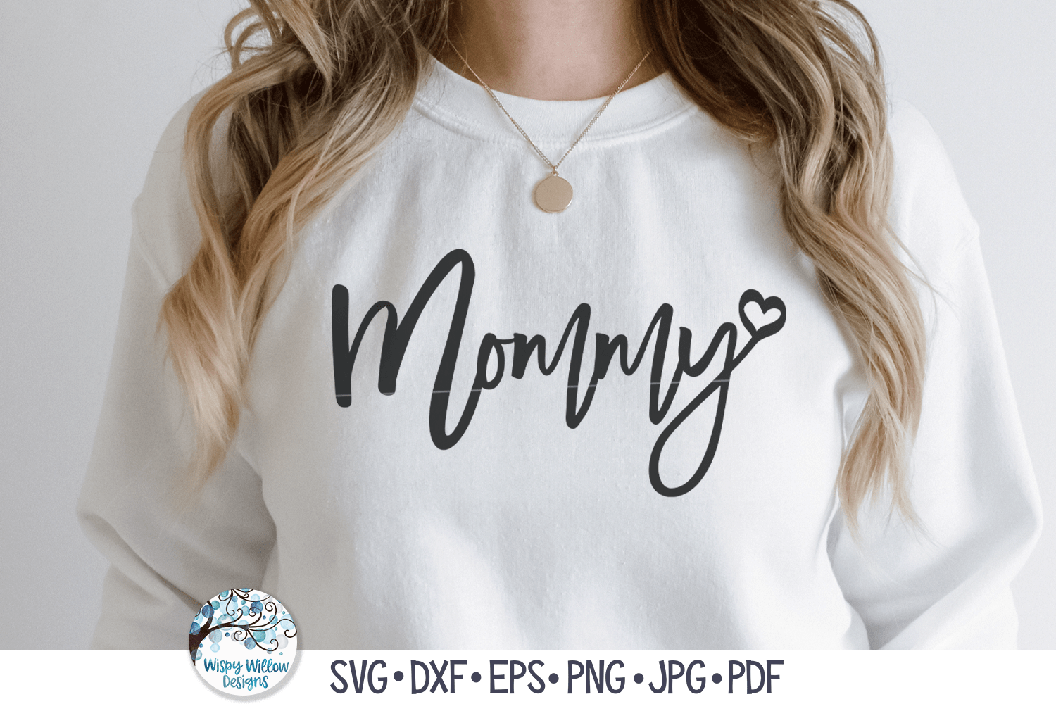 Mommy Heart SVG | Cursive Script with Heart Design Wispy Willow Designs Company