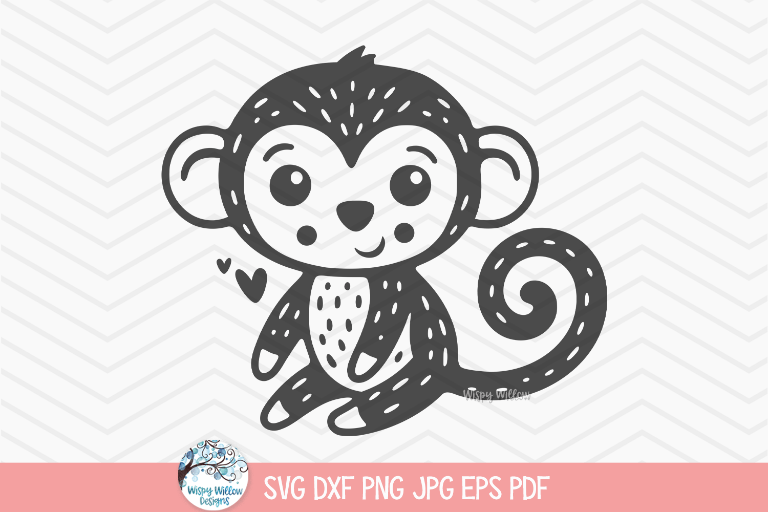 Monkey SVG | Baby Animal Illustration Wispy Willow Designs Company