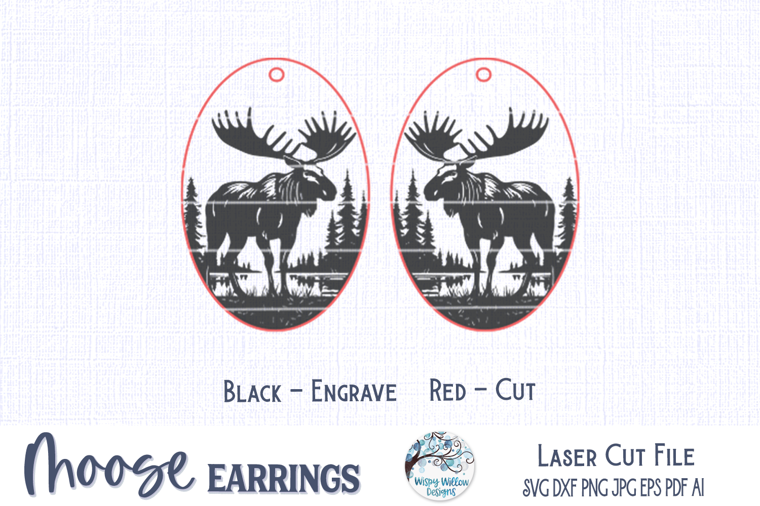 Moose Earring SVG for Glowforge or Laser Cutter Wispy Willow Designs Company