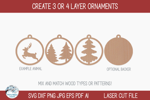 Moose Elk Woodland Animal Christmas Ornament SVG for Laser Cutter Wispy Willow Designs Company